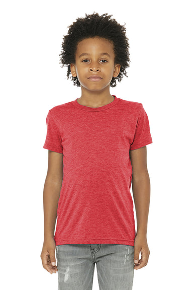 Bella + Canvas 3413Y Youth Short Sleeve Crewneck T-Shirt Red Model Front