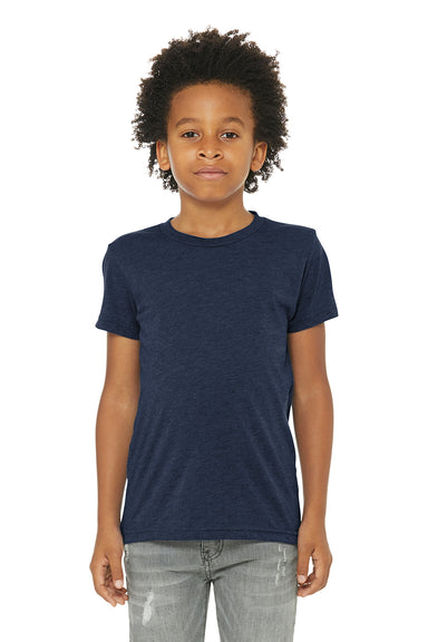 Bella + Canvas 3413Y Youth Short Sleeve Crewneck T-Shirt Solid Navy Blue Model Front