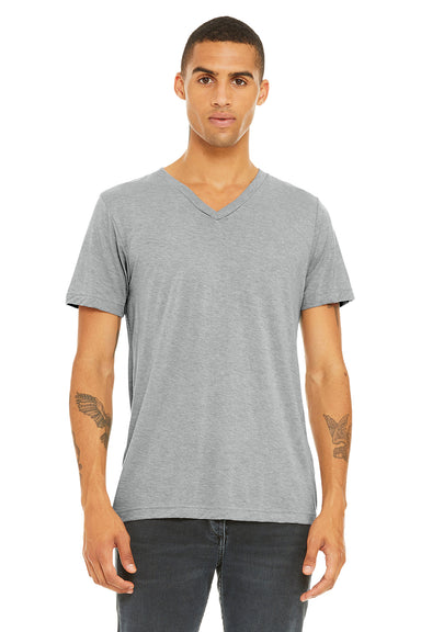 Bella + Canvas BC3415/3415C/3415 Mens Short Sleeve V-Neck T-Shirt Athletic Grey Model Front
