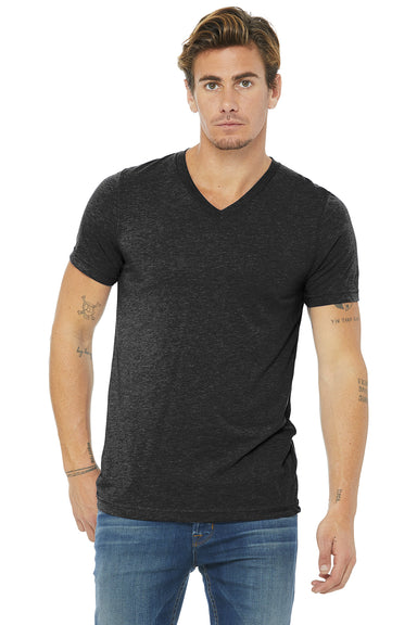 Bella + Canvas BC3415/3415C/3415 Mens Short Sleeve V-Neck T-Shirt Charcoal Black Model Front