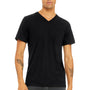 Bella + Canvas Mens Short Sleeve V-Neck T-Shirt - Solid Black