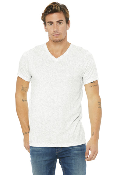 Bella + Canvas BC3415/3415C/3415 Mens Short Sleeve V-Neck T-Shirt White Fleck Model Front