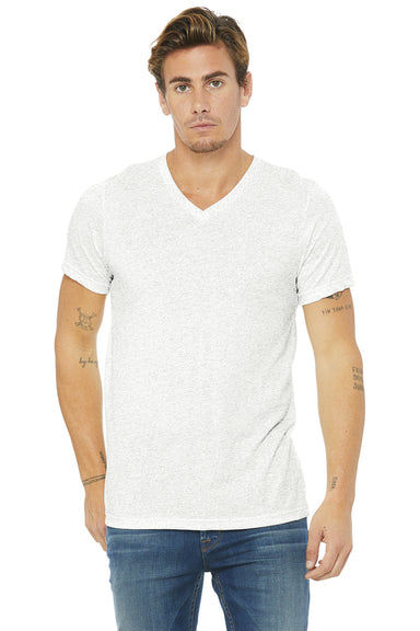 Bella + Canvas BC3415/3415C/3415 Mens Short Sleeve V-Neck T-Shirt White Fleck Model Front