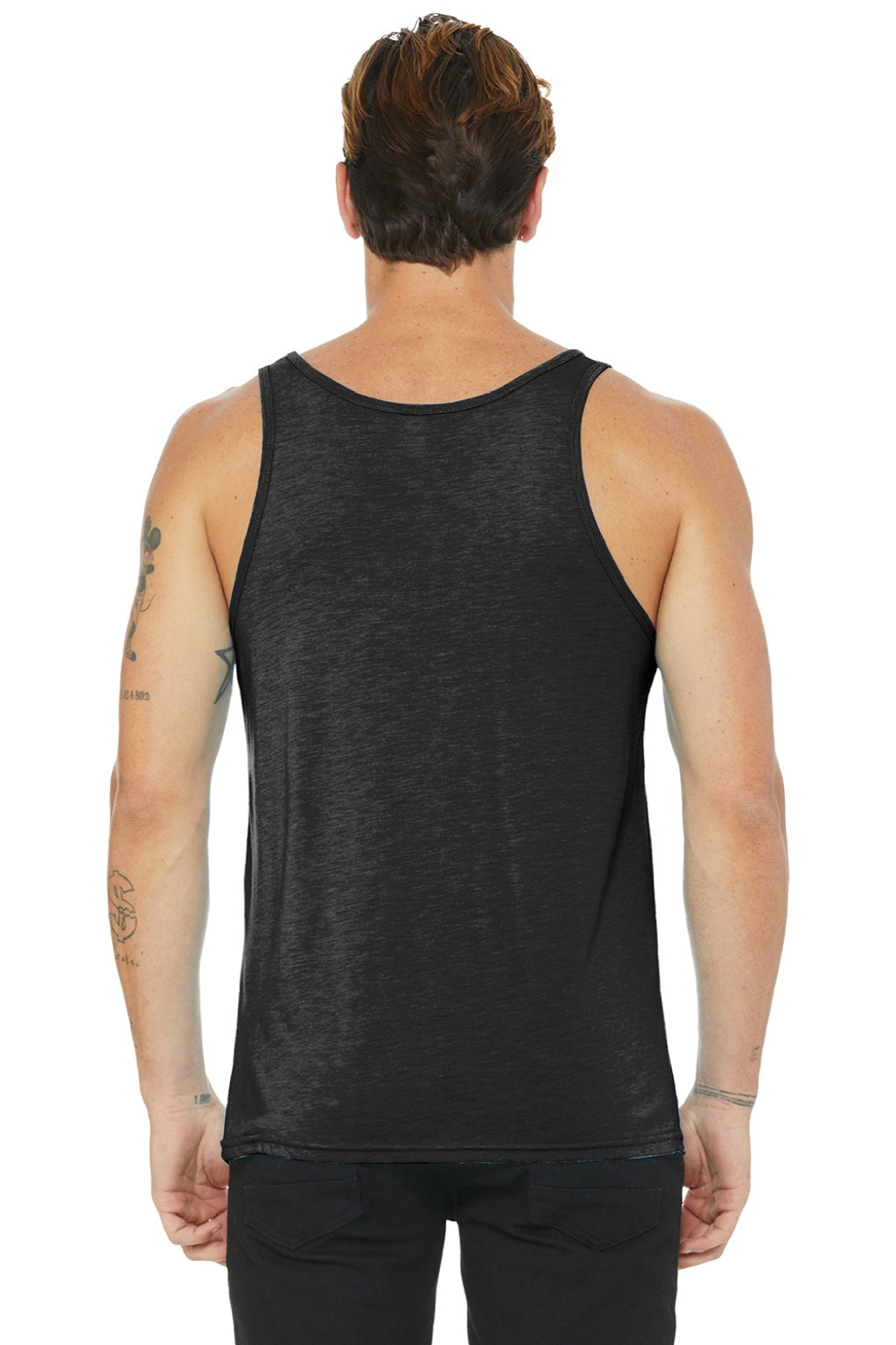 Bella + Canvas 3484 Mens Jersey Tank Top Charcoal Black Model Back