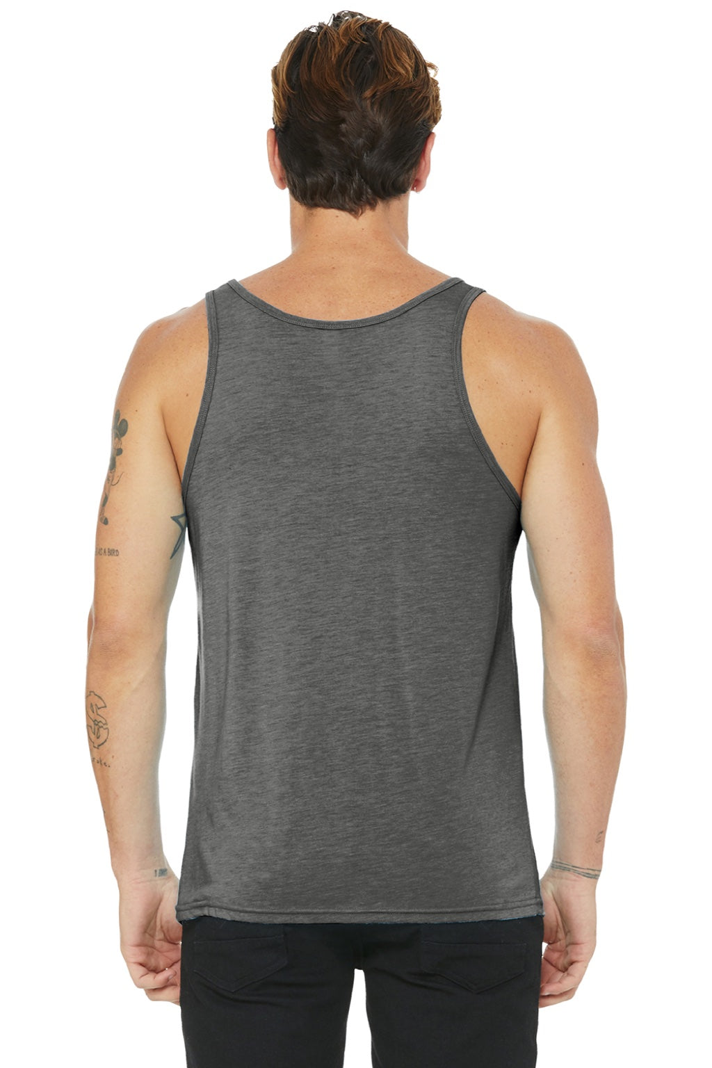 Bella + Canvas 3484 Mens Jersey Tank Top Grey Model Back
