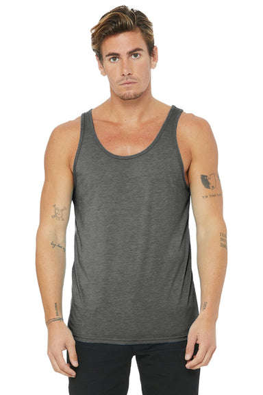 Bella + Canvas 3484 Mens Jersey Tank Top Grey Model Front