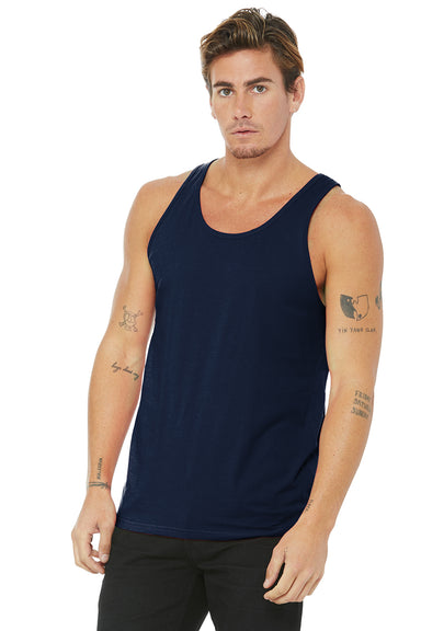 Bella + Canvas BC3480/3480 Mens Jersey Tank Top Navy Blue Model Front