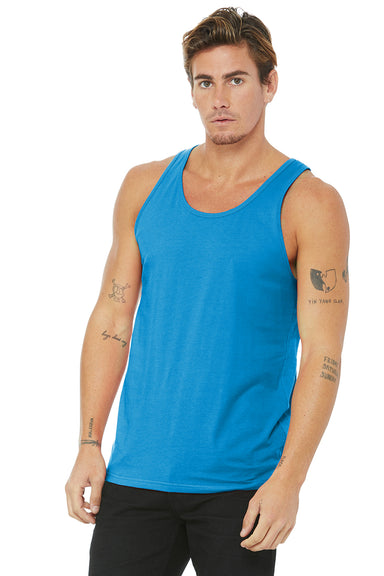 Bella + Canvas BC3480/3480 Mens Jersey Tank Top Neon Blue Model Front