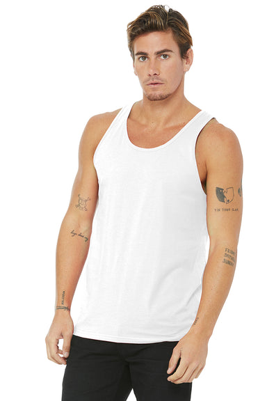 Bella + Canvas BC3480/3480 Mens Jersey Tank Top White Model Front