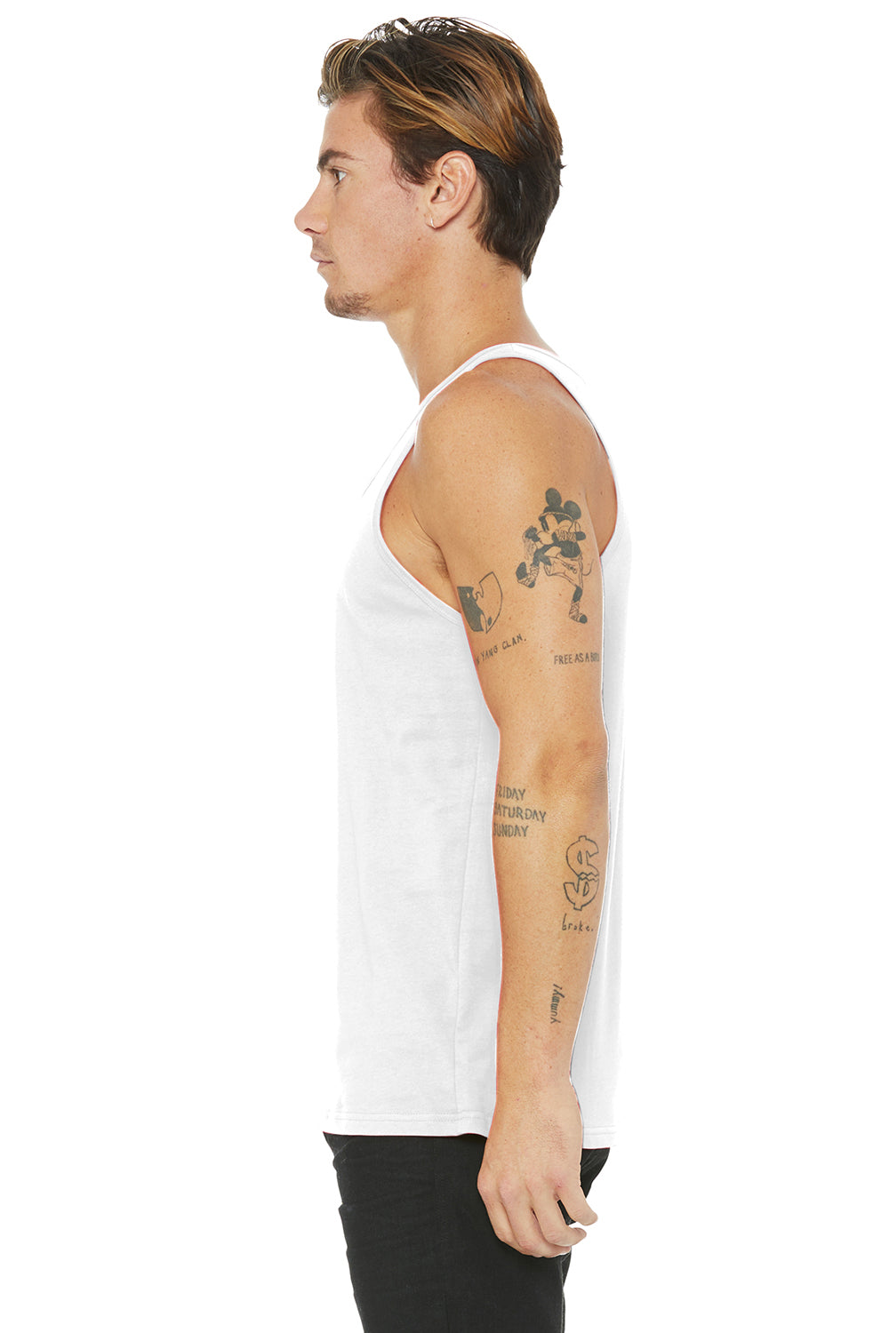 Bella + Canvas BC3480/3480 Mens Jersey Tank Top White Model Side