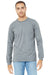 Bella + Canvas BC3501CVC/3501CVC Mens CVC Long Sleeve Crewneck T-Shirt Heather Grey Model Front