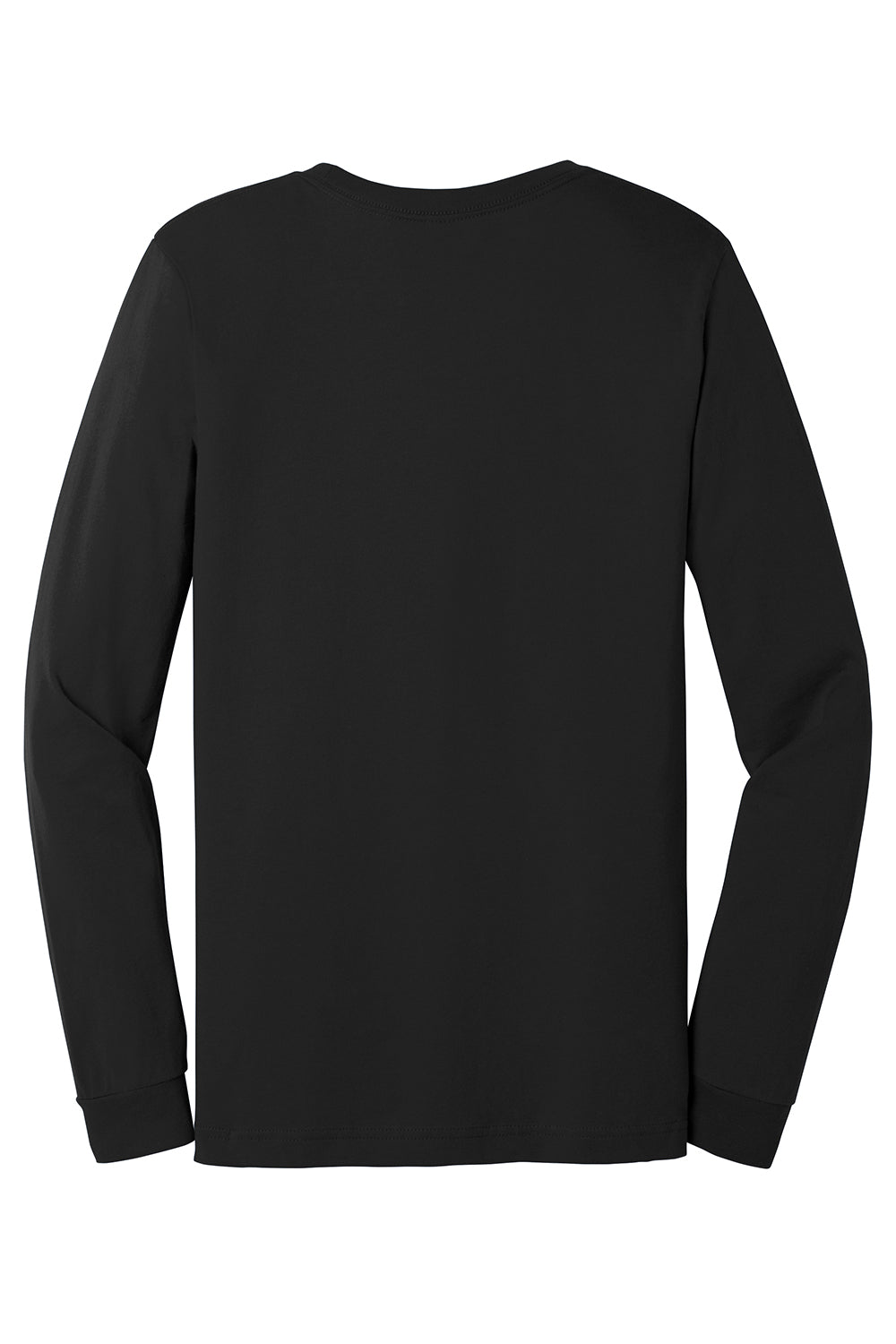 Bella + Canvas BC3501/3501 Mens Jersey Long Sleeve Crewneck T-Shirt Black Flat Back