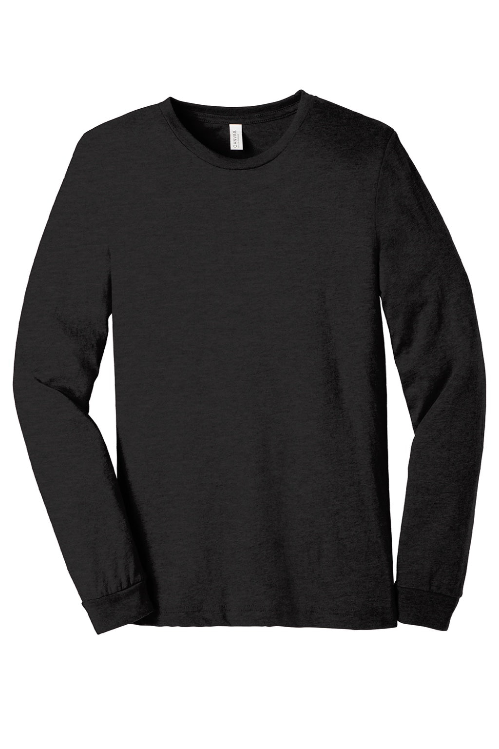 Bella + Canvas BC3501CVC/3501CVC Mens CVC Long Sleeve Crewneck T-Shirt Heather Black Flat Front