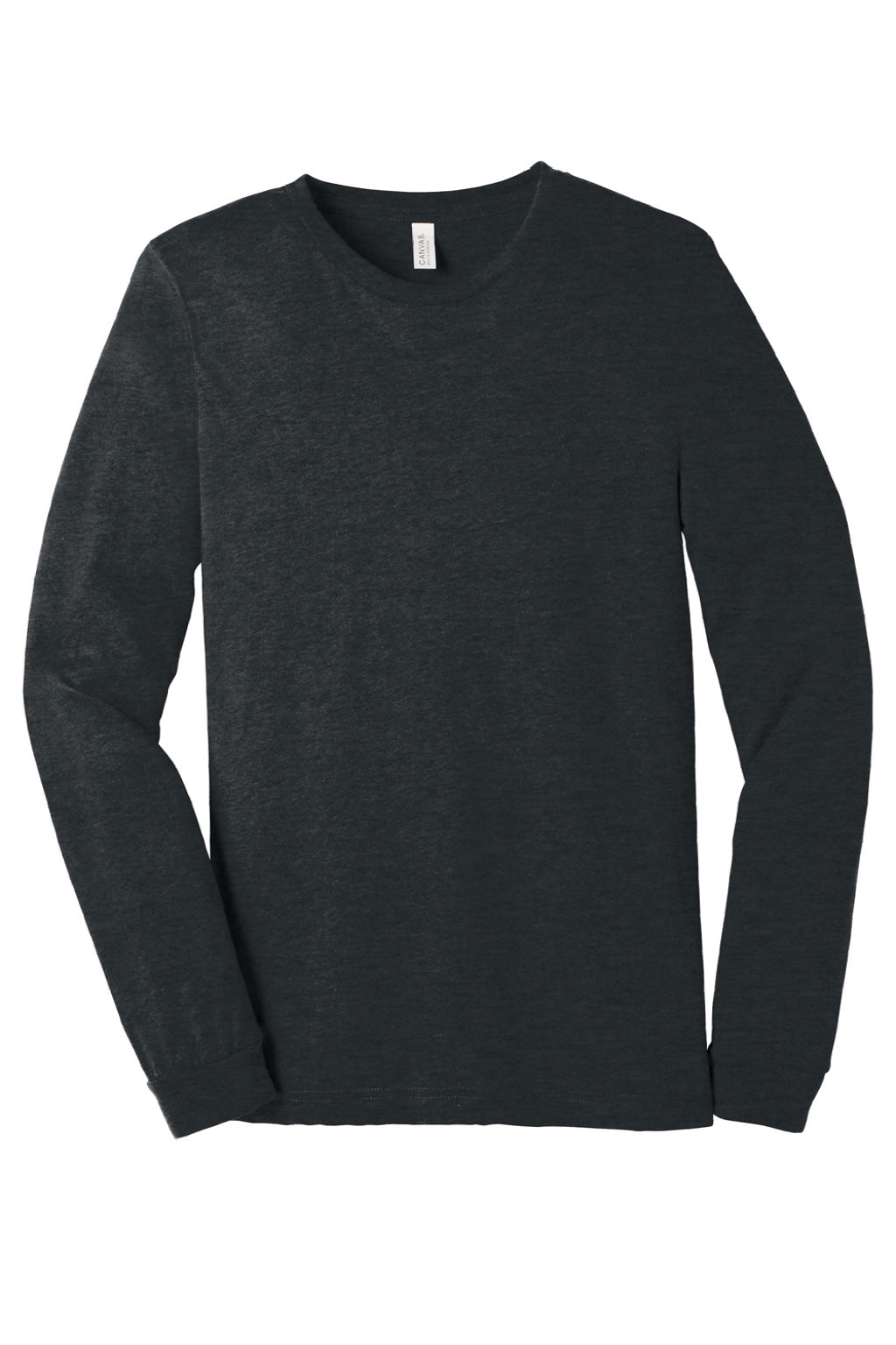 Bella + Canvas BC3501CVC/3501CVC Mens CVC Long Sleeve Crewneck T-Shirt Heather Dark Grey Flat Front