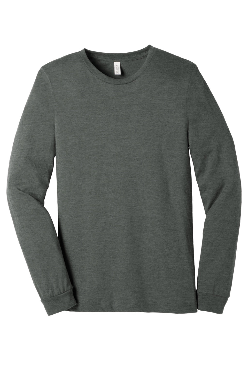 Bella + Canvas BC3501CVC/3501CVC Mens CVC Long Sleeve Crewneck T-Shirt Heather Deep Grey Flat Front