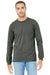 Bella + Canvas BC3501CVC/3501CVC Mens CVC Long Sleeve Crewneck T-Shirt Heather Deep Grey Model Front