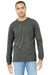 Bella + Canvas BC3501CVC Mens CVC Long Sleeve Crewneck T-Shirt Heather Deep Grey Model Front