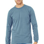 Bella + Canvas Mens Jersey Long Sleeve Crewneck T-Shirt - Denim Blue Triblend