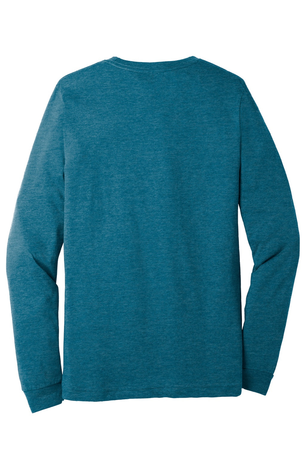 Bella + Canvas BC3501CVC/3501CVC Mens CVC Long Sleeve Crewneck T-Shirt Heather Deep Teal Blue Flat Back