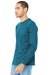 Bella + Canvas BC3501CVC Mens CVC Long Sleeve Crewneck T-Shirt Heather Deep Teal Blue Model 3Q