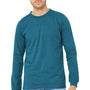 Bella + Canvas Mens CVC Long Sleeve Crewneck T-Shirt - Heather Deep Teal Blue