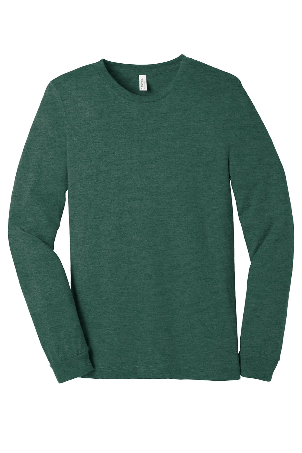 Bella + Canvas BC3501CVC/3501CVC Mens CVC Long Sleeve Crewneck T-Shirt Heather Forest Green Flat Front