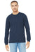 Bella + Canvas BC3501CVC/3501CVC Mens CVC Long Sleeve Crewneck T-Shirt Heather Navy Blue Model Front