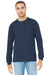 Bella + Canvas BC3501CVC Mens CVC Long Sleeve Crewneck T-Shirt Heather Navy Blue Model Front