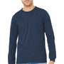 Bella + Canvas Mens CVC Long Sleeve Crewneck T-Shirt - Heather Navy Blue