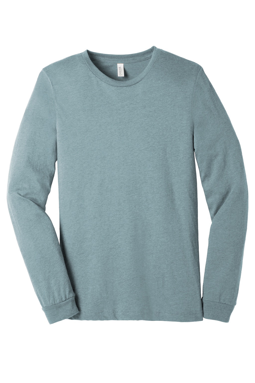 Bella + Canvas BC3501CVC/3501CVC Mens CVC Long Sleeve Crewneck T-Shirt Heather Slate Blue Flat Front