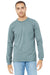 Bella + Canvas BC3501CVC/3501CVC Mens CVC Long Sleeve Crewneck T-Shirt Heather Slate Blue Model Front