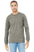 Bella + Canvas BC3501CVC/3501CVC Mens CVC Long Sleeve Crewneck T-Shirt Heather Stone Model Front