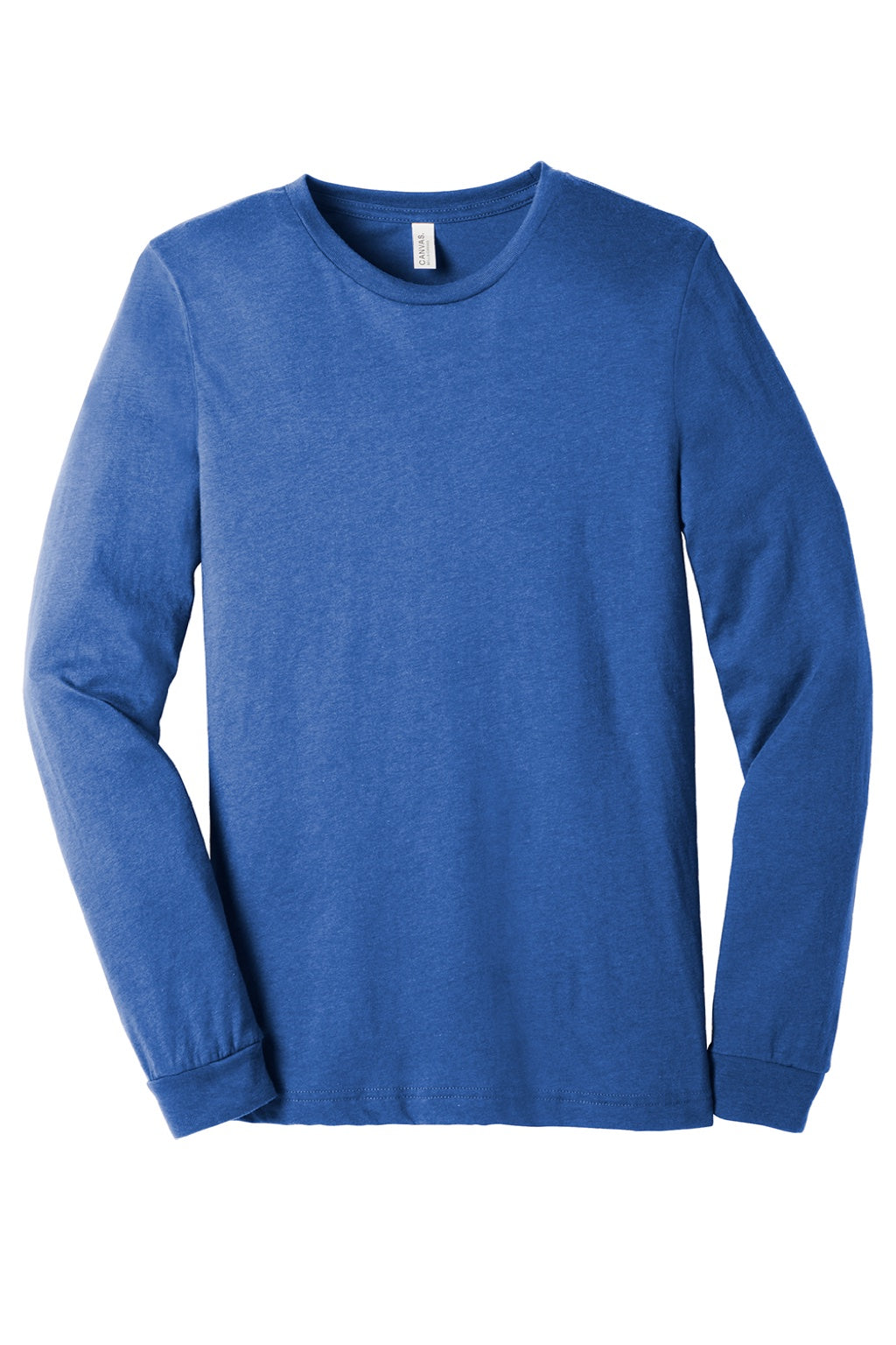 Bella + Canvas BC3501CVC/3501CVC Mens CVC Long Sleeve Crewneck T-Shirt Heather True Royal Blue Flat Front