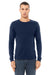 Bella + Canvas BC3501/3501 Mens Jersey Long Sleeve Crewneck T-Shirt Navy Blue Model Front