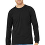 Bella + Canvas Mens Jersey Long Sleeve Crewneck T-Shirt - Solid Black Triblend