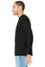 Bella + Canvas BC3501/3501 Mens Jersey Long Sleeve Crewneck T-Shirt Solid Black Triblend Model Side