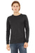 Bella + Canvas BC3513/3513 Mens Jersey Long Sleeve Crewneck T-Shirt Charcoal Black Model Front
