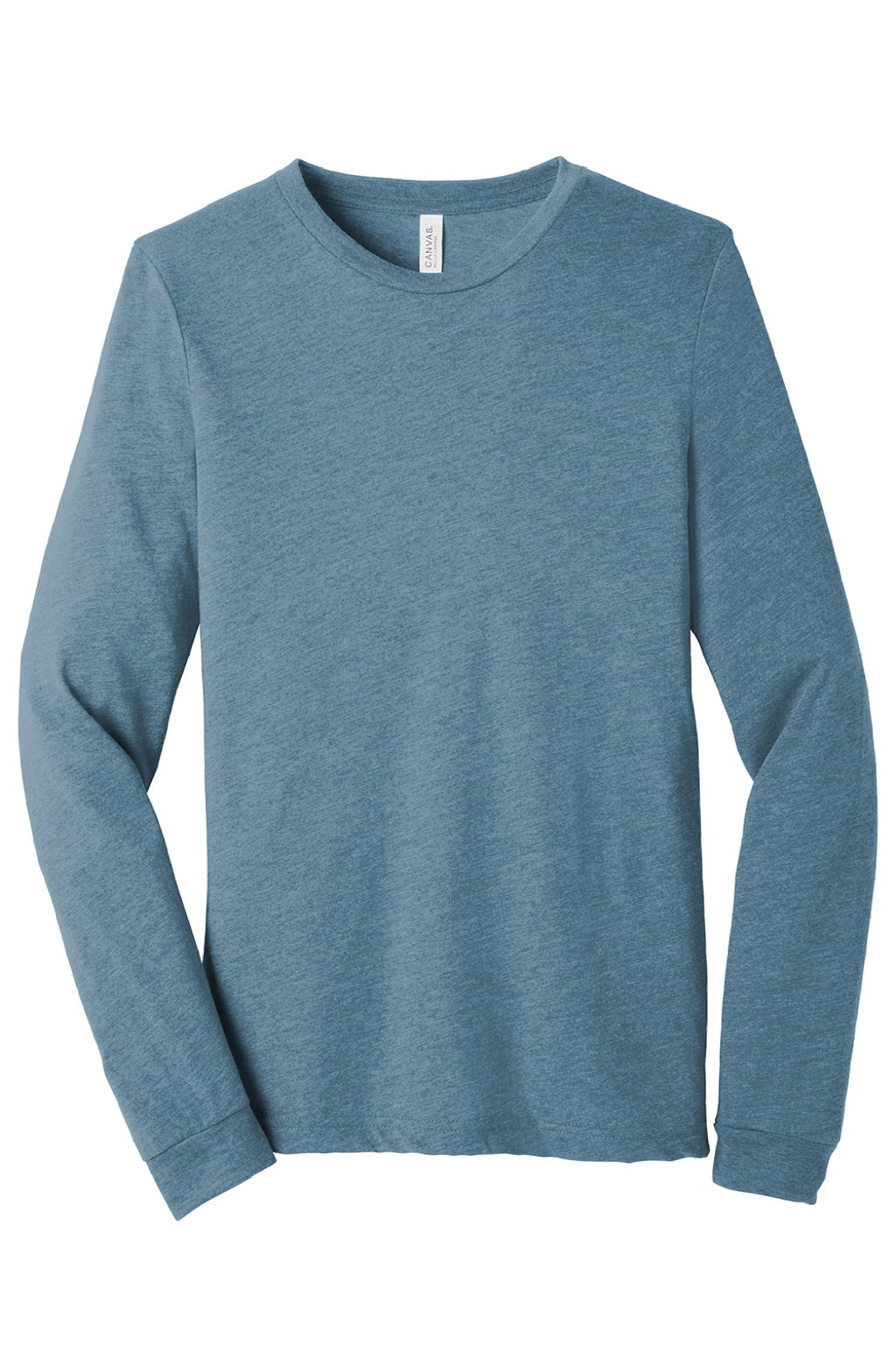 Bella + Canvas BC3513/3513 Mens Jersey Long Sleeve Crewneck T-Shirt Denim Blue Flat Front
