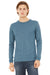 Bella + Canvas BC3513/3513 Mens Jersey Long Sleeve Crewneck T-Shirt Denim Blue Model Front