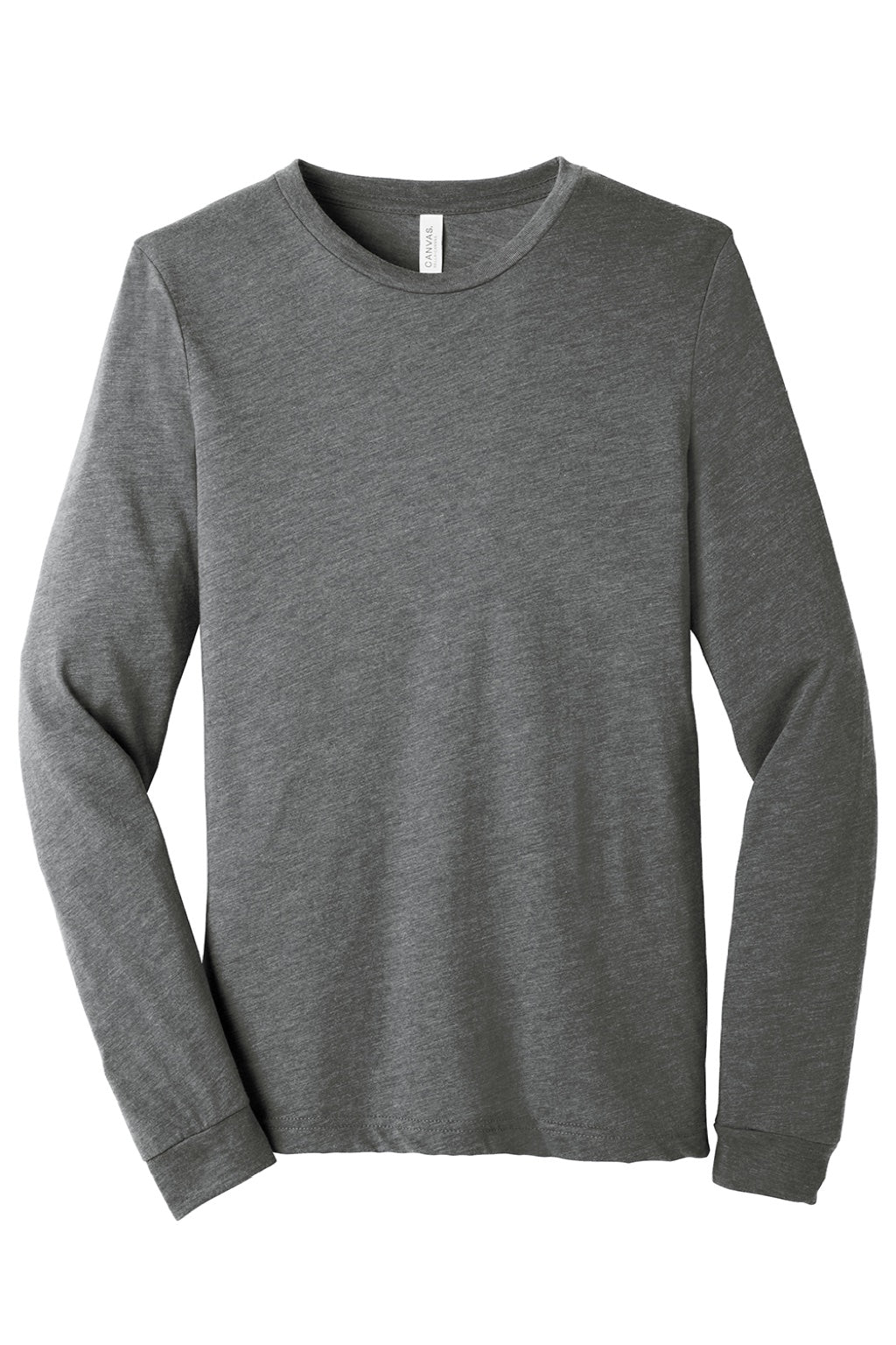 Bella + Canvas BC3513/3513 Mens Jersey Long Sleeve Crewneck T-Shirt Grey Flat Front