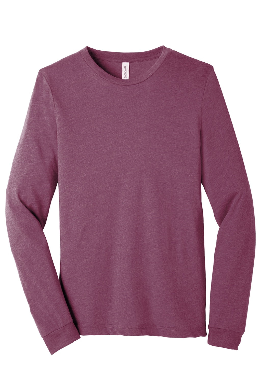 Bella + Canvas BC3513/3513 Mens Jersey Long Sleeve Crewneck T-Shirt Maroon Flat Front