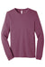 Bella + Canvas BC3513/3513 Mens Jersey Long Sleeve Crewneck T-Shirt Maroon Flat Front