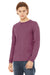 Bella + Canvas BC3513/3513 Mens Jersey Long Sleeve Crewneck T-Shirt Maroon Model 3Q