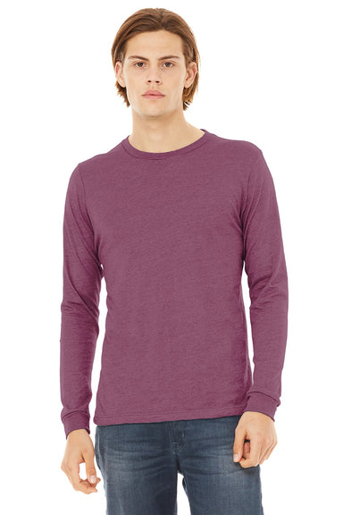 Bella + Canvas BC3513/3513 Mens Jersey Long Sleeve Crewneck T-Shirt Maroon Model Front
