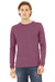 Bella + Canvas BC3513/3513 Mens Jersey Long Sleeve Crewneck T-Shirt Maroon Model Front