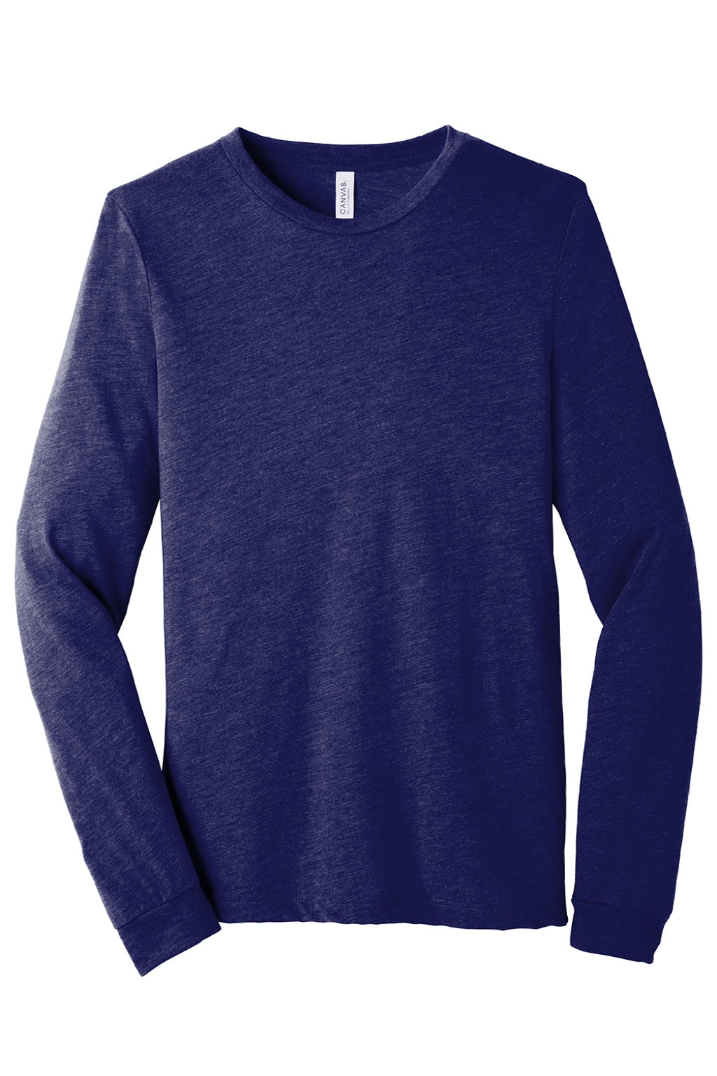 Bella + Canvas BC3513/3513 Mens Jersey Long Sleeve Crewneck T-Shirt Navy Blue Flat Front
