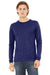 Bella + Canvas BC3513/3513 Mens Jersey Long Sleeve Crewneck T-Shirt Navy Blue Model Front