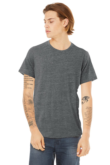 Bella + Canvas BC3650/3650 Mens Short Sleeve Crewneck T-Shirt Asphalt Grey Slub Model Front