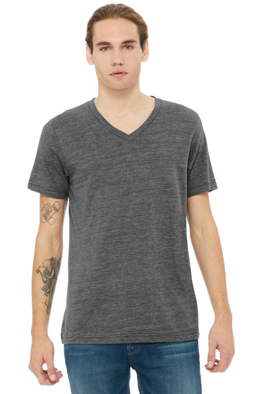 Bella + Canvas BC3655/3655C Mens Textured Jersey Short Sleeve V-Neck T-Shirt Asphalt Grey Slub Model Front