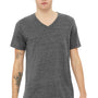 Bella + Canvas Mens Textured Jersey Short Sleeve V-Neck T-Shirt - Asphalt Grey Slub
